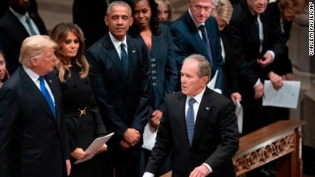 Uneasy presidents club convenes at Bush funeral