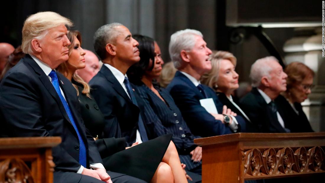 How Obamas Greeted Trump At Funeral Cnn Video