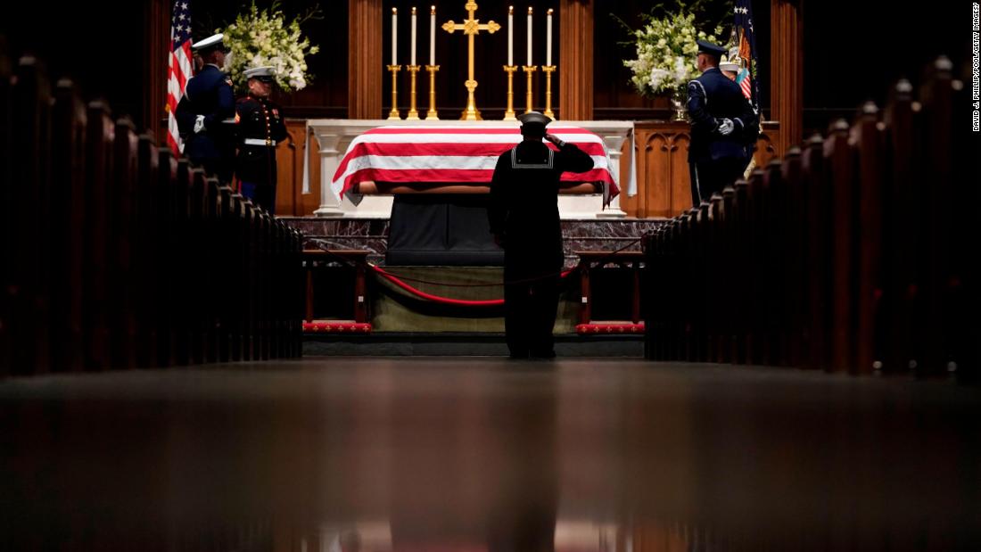 Bush&#39;s casket lies in repose at St. Martin&#39;s Episcopal Church in Houston on Wednesday, December 5.