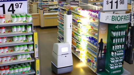 Walmart&#39;s shelf-scanning robot moves around aisles and identifies which items are low or out of stock.