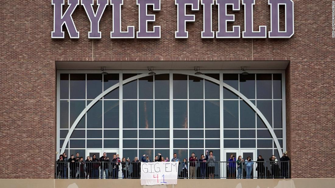 People pay their respects from Texas A&amp;amp;M&#39;s Kyle Field.