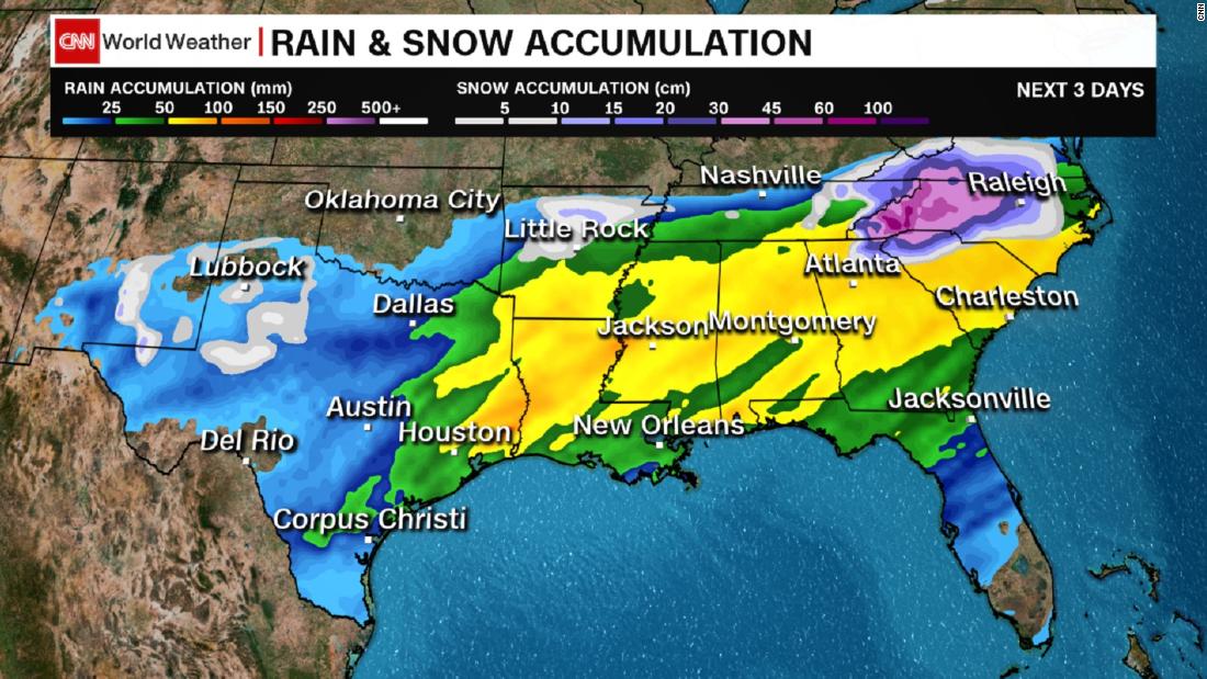 Carolinas brace for heavy snow; 25 million in the South under winter