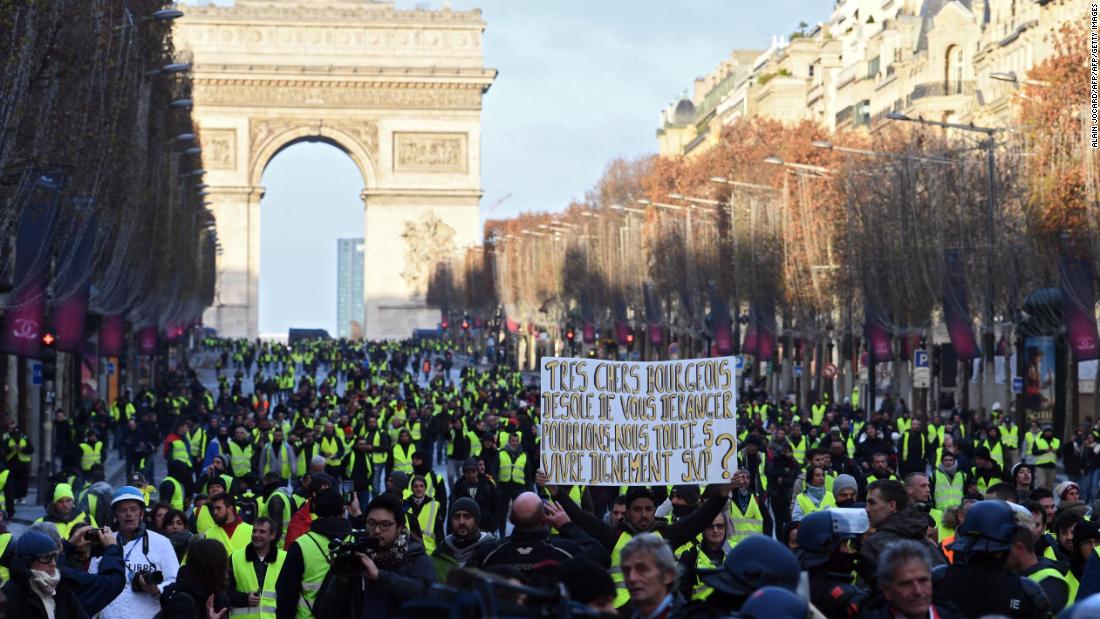 France's 'yellow vest' protesters detained and tear-gassed