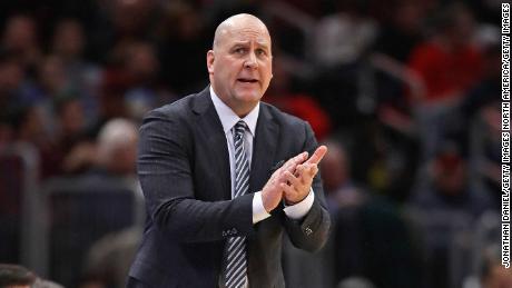 Bulls' head coach Jim Boylen encourages his team against the Boston Celtics at Chicago's United Center.