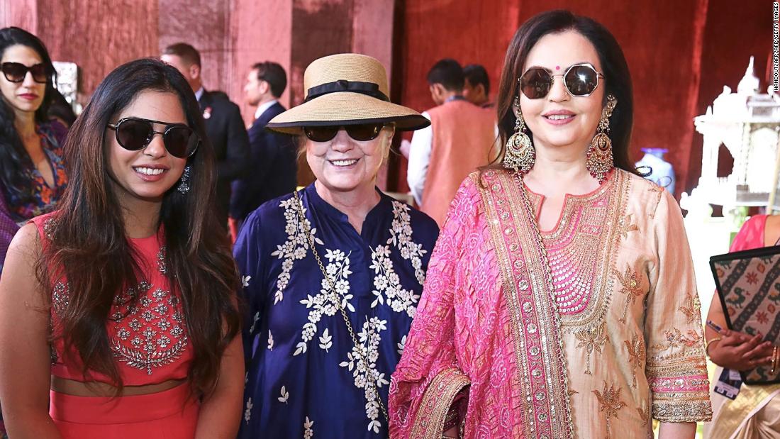 Hillary Clinton (center) was among the guests in attendance. Celebrations kicked off over the weekend at Udaipur&#39;s City Palace, a grand 16th-century complex overlooking Lake Pichola.
