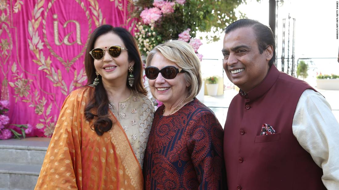 Nita Ambani, Hillary Clinton and Mukesh Ambani. The bride&#39;s father Mukesh Ambani, chair of the multinational conglomerate Reliance Industries, is worth more than $47 billion, according to &lt;a href=&quot;https://www.forbes.com/india-billionaires/list/&quot; target=&quot;_blank&quot;&gt;Forbes&lt;/a&gt;.