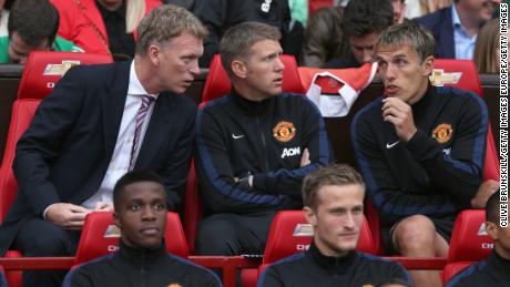 Neville had returned to Old Trafford as coach under David Moyes&#39; management.