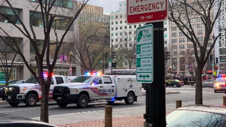 Guy Dickinson tweeted this photo of police at 17th Street and K Street Northwest in Washington, DC on Thursday afternoon.