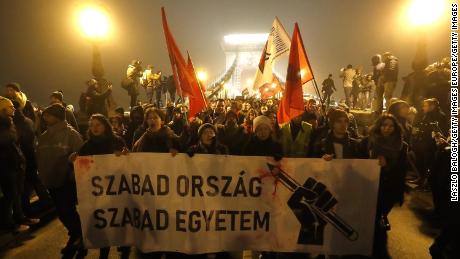 The protests follow two recent legislative initiatives by Orban: one that allows employers to force employees to work more overtime, the other the creation of a parallel courts system known as administrative courts to deal with cases related to corruption and free speech, among other issues. 