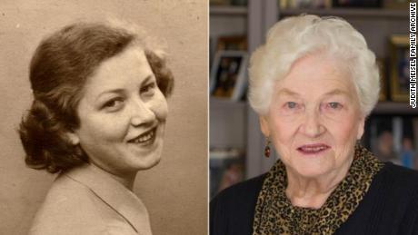 Holocaust survivor Judy Meisel pictured just after the war and in a more recent photo.