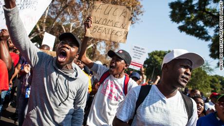 Men take part in the "Not In My Name" march in 2017, in Pretoria against sexual abuse and violence towards women.