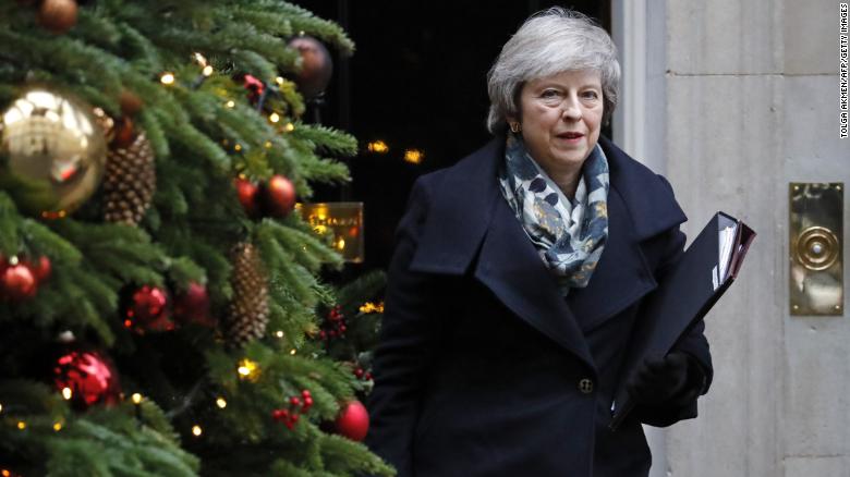 Britain&#39;s Prime Minister Theresa May leaves from 10 Downing Street on December 17, 2018.