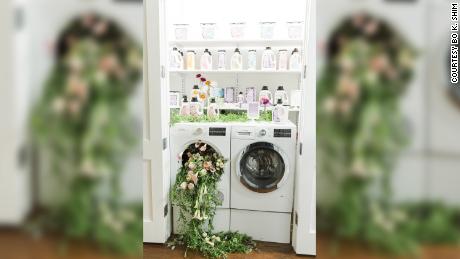 A social-media friendly flower installation in the apartment's washing machine. 