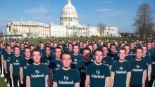 TOPSHOT - One hundred cardboard cutouts of Facebook founder and CEO Mark Zuckerberg stand outside the US Capitol in Washington, DC, April 10, 2018. - Advocacy group Avaaz is calling attention to what the groups says are hundreds of millions of fake accounts still spreading disinformation on Facebook. (Photo by SAUL LOEB / AFP)        (Photo credit should read SAUL LOEB/AFP/Getty Images)