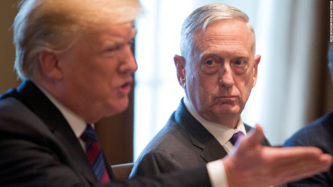 WASHINGTON, DC - APRIL 3: (AFP-OUT) U.S. Defense Secretary James Mattis (C) and Energy Secretary Rick Perry (R) listen to President Donald Trump speak during a luncheon with the leaders of Estonia, Latvia and Lithuania on April 3, 2018 at The White House in Washington, DC. The President answered questions from the media about a wide range of issues including illegal immigration from Mexico and relations with Russia. (Photo by Chris Kleponis/Pool/Getty Images)