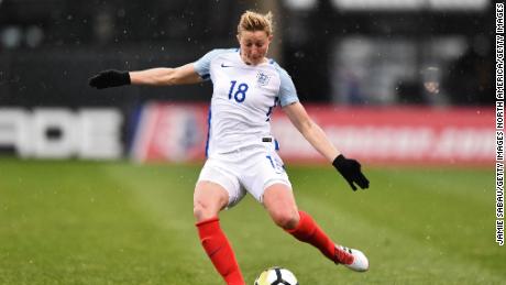 COLUMBUS, OH - MARCH 1:  Ellen White #18 of England controls the ball against France on March 1, 2018 at MAPFRE Stadium in Columbus, Ohio. England defeated France 4-1.  (Photo by Jamie Sabau/Getty Images)