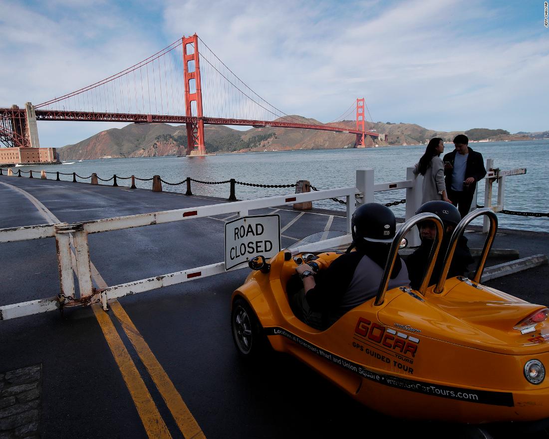 A road is closed near the Golden Gate National Recreation Area on December 22.