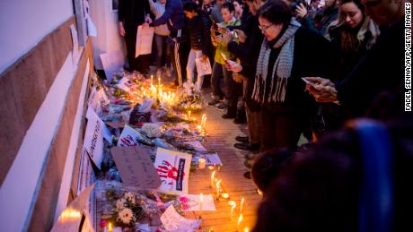 Moroccans gathered outside the Danish Embassy in Rabat on Saturday.
