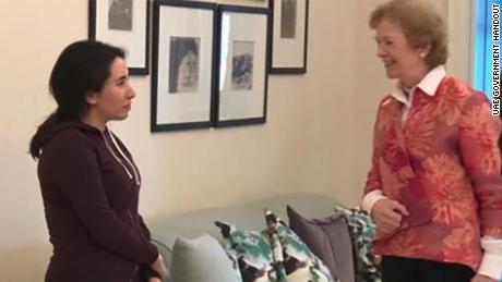 Mary Robinson, seen  with Sheikha Latifa in the photo dated December 15, 2018, described the princess as  &quot;troubled.&quot;