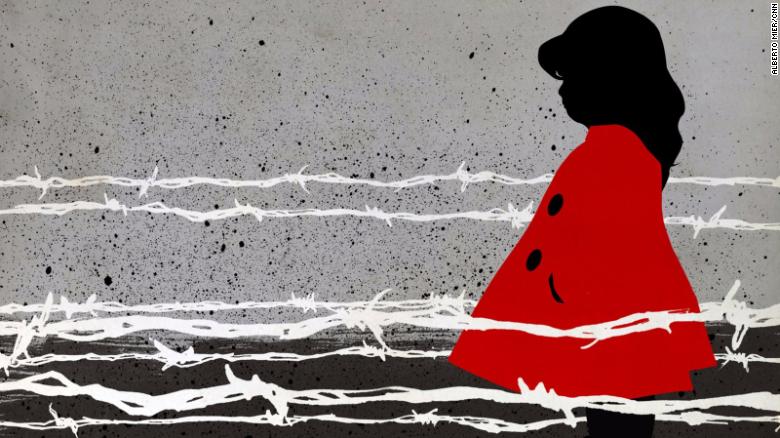 A child&#39;s red coat fading from her father&#39;s view is a chilling reminder of the horrors of the Holocaust.