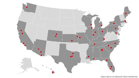 The officers shot dead across the US in 2018