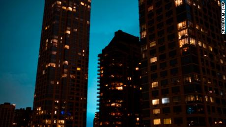 The night sky is alight Thursday on Manhattan's Upper West Side after a transformer explosion. 