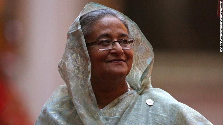 Prime Minister Sheikh Hasina seen arriving at a Commonwealth Heads of Government Meeting (CHOGM) at Buckingham Palace on April 19, 2018 in London, England.