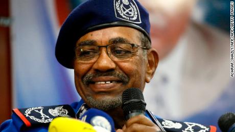 Sudanese President Omar al-Bashir speaks to police officials on Sunday. 