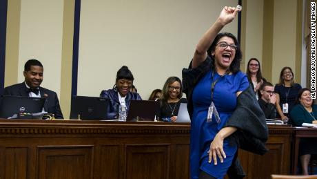 Rashida Tlaib reacts after drawing a number during the member-elect room lottery on Capitol Hill in Washington on November 30, 2018. Each newly elected House member picks a numbered chip as they're called by last name in alphabetical order.