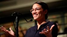 Democrat Alexandria Ocasio-Cortez, who won her bid for a seat in the House of Representatives in New York's 14th Congressional District, at the Kennedy School's Institute of Politics at Harvard University, Thursday, Dec. 6, 2018. (AP Photo/Charles Krupa)