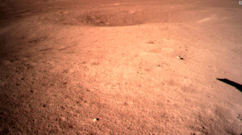 The first image of the moon&#39;s far side taken after the Chang&#39;e 4 probe landed.