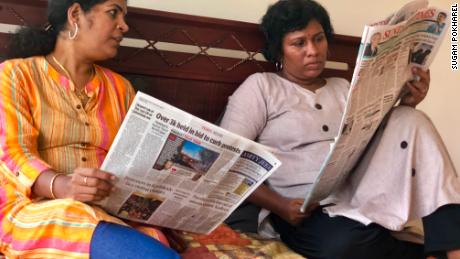 Bindu Ammini (right) and Kanakadurga (left) follow news of the protests sparked by their visit to the Sabarimala temple in southern Kerala state.