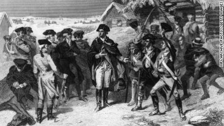 General George Washington at Valley Forge in Pennsylvania during the winter of 1777 - 1778.