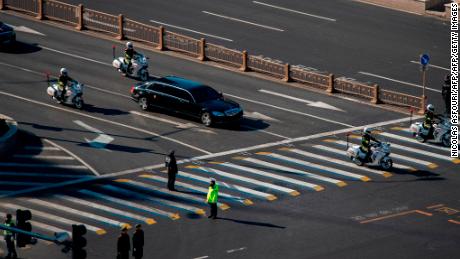 A car in the motorcade of North Korean leader Kim Jong Un is seen in Beijing on January 8, 2019.