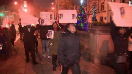 Protesters calling for answers in Jameek Lowery's death march in Paterson on Tuesday.