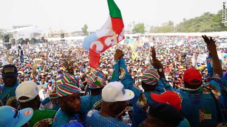 Party supporters at Nigeria&#39;s All Progressive Congress party campaign in Lagos, Nigeria on January 8, 2019.