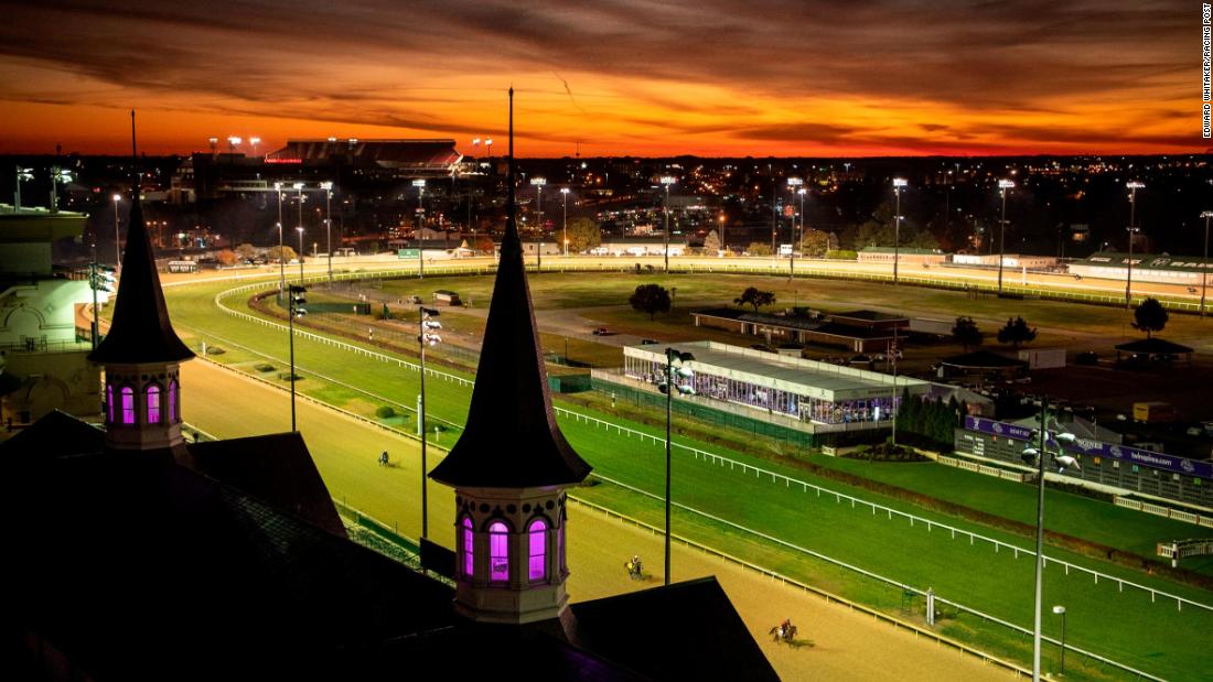 This color-filled image of Churchill Downs is another Whitaker favorite. &quot;I knew there was this fire exit up to a door that opened onto the roof so I went up there and caught this great dawn. There was a cold front coming in, so I knew there would be some very dramatic reds and yellows in the sky. And now they light up the iconic spires with purple light, so the colors are unbelievable. It&#39;s so American and over the top.&quot;