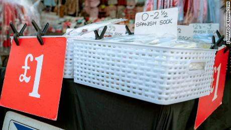 A babywear stall at Romford Market.