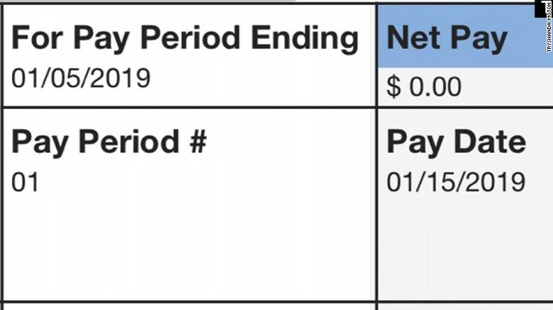 Furloughed worker receives empty pay stub