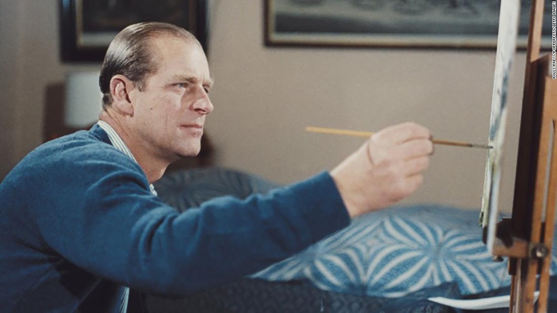 Prince Philip paints during the filming of the documentary &quot;Royal Family&quot; in 1969.