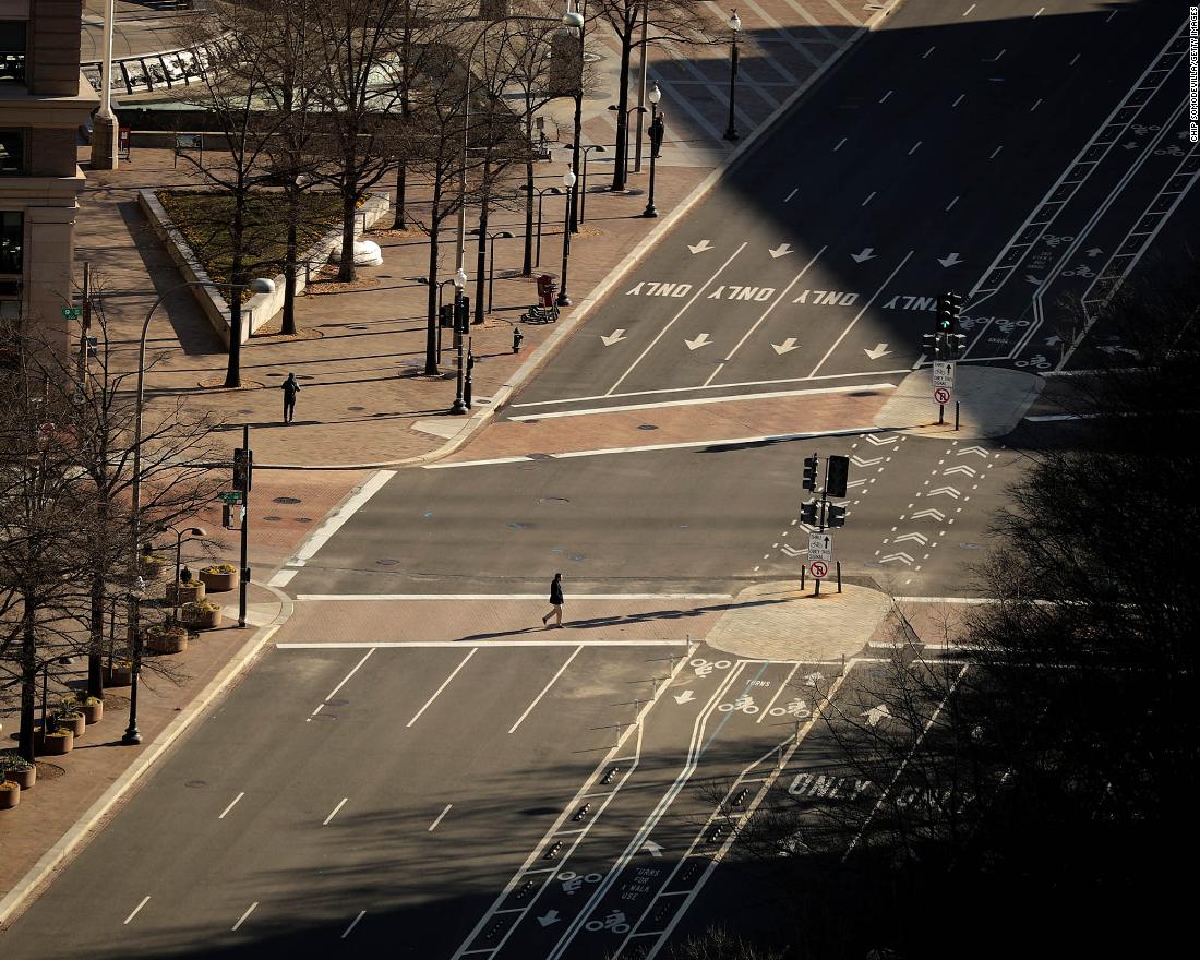 Pennsylvania Avenue in Washington appears empty from the observation deck of the Old Post Office Tower on Friday, January 11. 