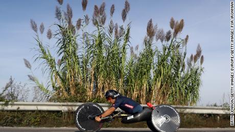 Racing driver Alex Zanardi of Italy in action during IRONMAN Emilia Romagna on September 21, 2018 in Cervia, Italy. 