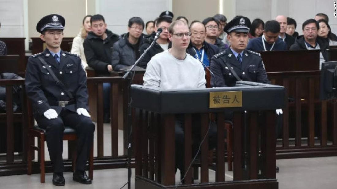 Robert Lloyd Schellenberg, photographed in Dalian Intermediate People&#39;s Court. 