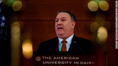 Pompeo addresses students at the American University in Cairo on Thursday. 