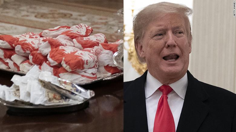 Trump caters Wendys McDonalds Burger King Clemson Tigers White House sot_00000000