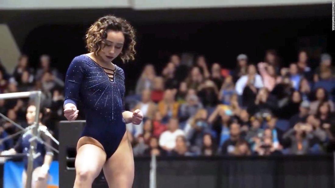 UCLA gymnast Katelyn Ohashi performs her final collegiate routine
