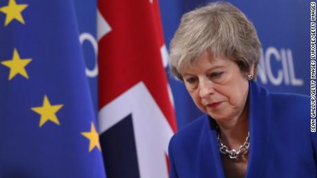 BRUSSELS, BELGIUM - NOVEMBER 25: British Prime Minister Theresa May departs after speaking at a press conference after attending a special session of the European Council over Brexit on November 25, 2018 in Brussels, Belgium. Ms May spoke after leaders of the 27 remaining member states of the European Union met and approved the United Kingdom&#39;s withdrawal agreement for leaving the European Union and the political declaration that will set the course for the U.K.&#39;s relationship with the E.U. once Brexit is complete.  (Photo by Sean Gallup/Getty Images)