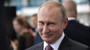 Russian President Vladimir Putin smiles as he visits the Kaliningrad Stadium during his working trip to Kaliningrad, on July 20, 2018. (Photo by Alexey NIKOLSKY / Sputnik / AFP)        (Photo credit should read ALEXEY NIKOLSKY/AFP/Getty Images)