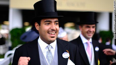 Sheikh Fahad al Thani, head of Qatar Racing, celebrates during Royal Ascot.