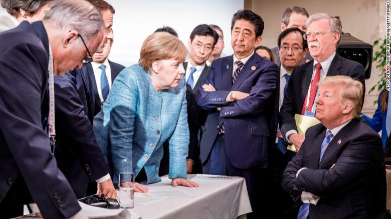 After a rancorous G7 summit in 2018 in Canada and a "somewhat depressing" outcome, Merkel's office released this photo.